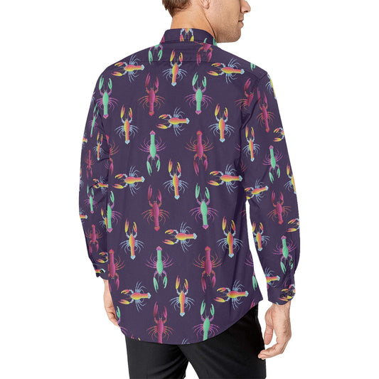 Lobster Print Design LKS402 Men's Long Sleeve Dress Shirt