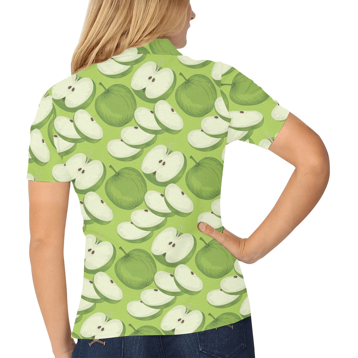 Apple Pattern Print Design AP010 Women's Polo Shirt