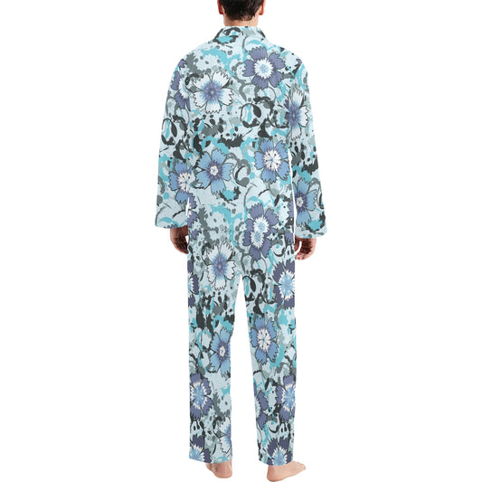 Carnations Pattern Print Design CN04 Men's Long Pajama Set