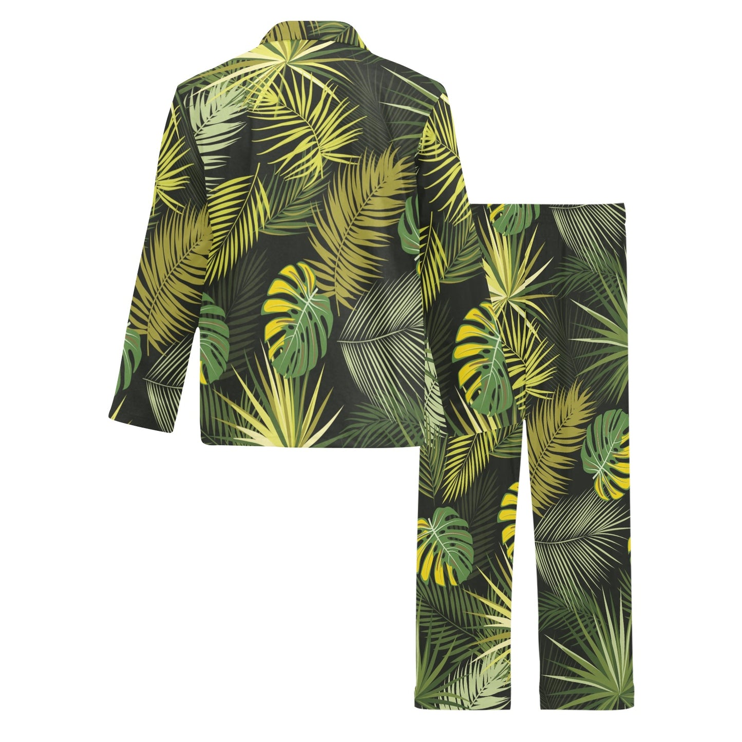 Palm Leaf Pattern Print Design A05 Men's Long Pajama Set
