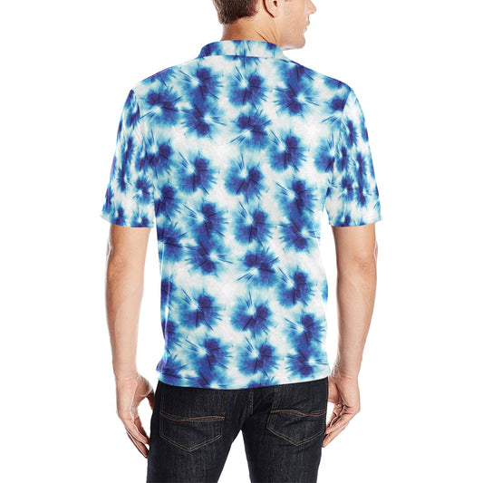 Tie Dye Blue Print Design LKS305 Men Polo Shirt