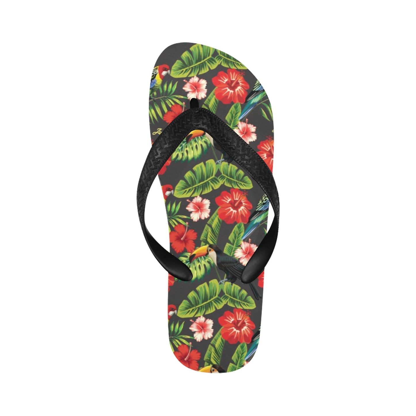 Hibiscus Red With Parrotprint Design LKS303 Flip Flops