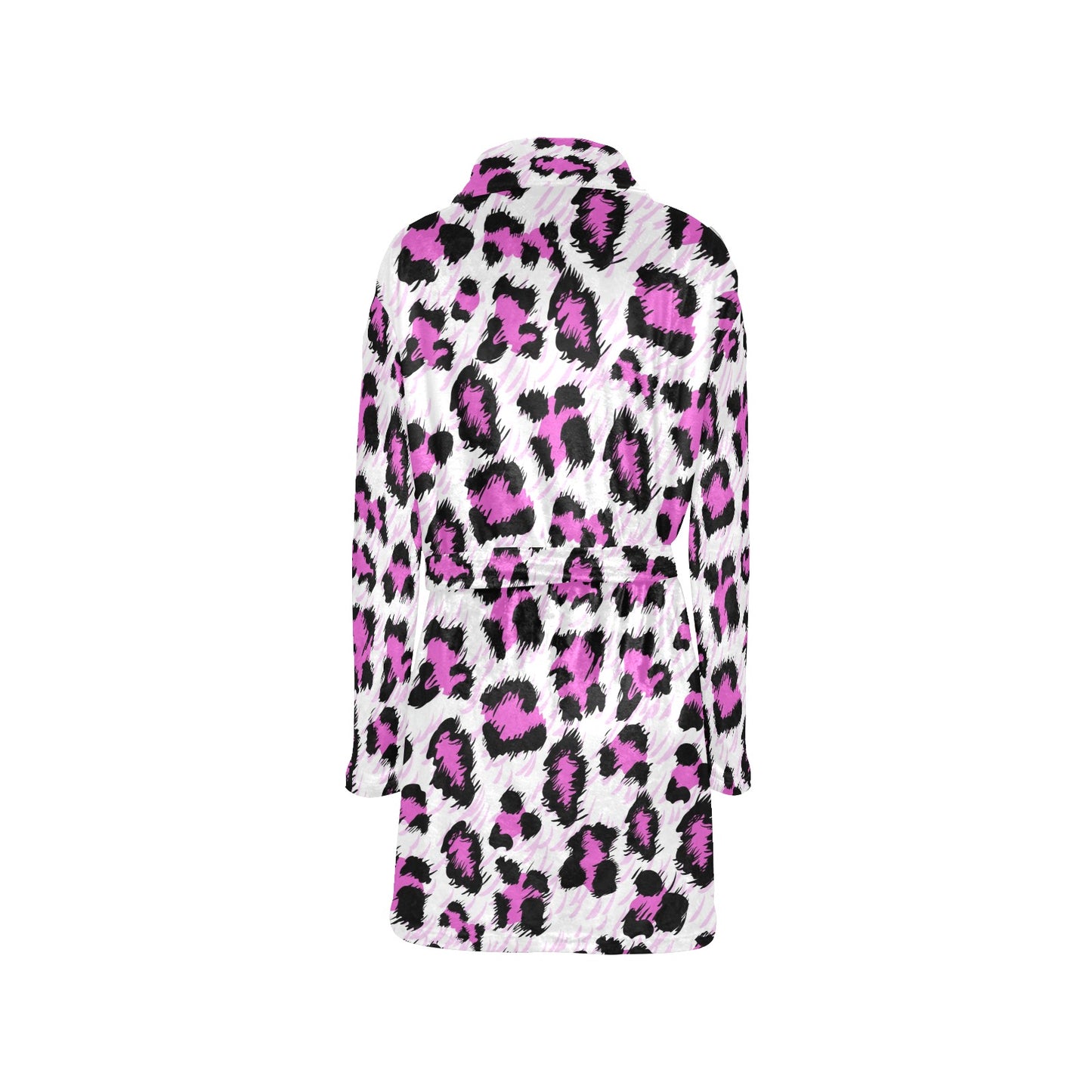 Leopard Pink Skin Print Women's Fleece Robe