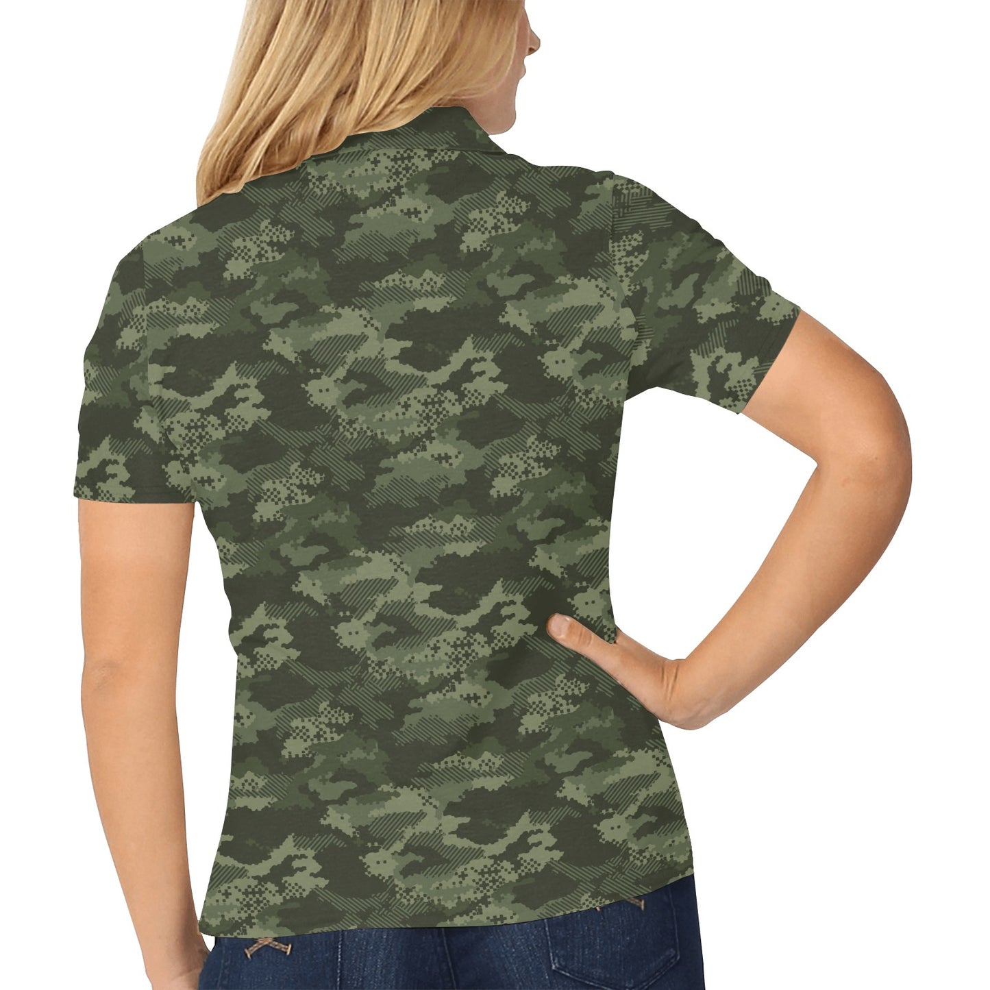 Army Camouflage Pattern Print Design 02 Women's Polo Shirt