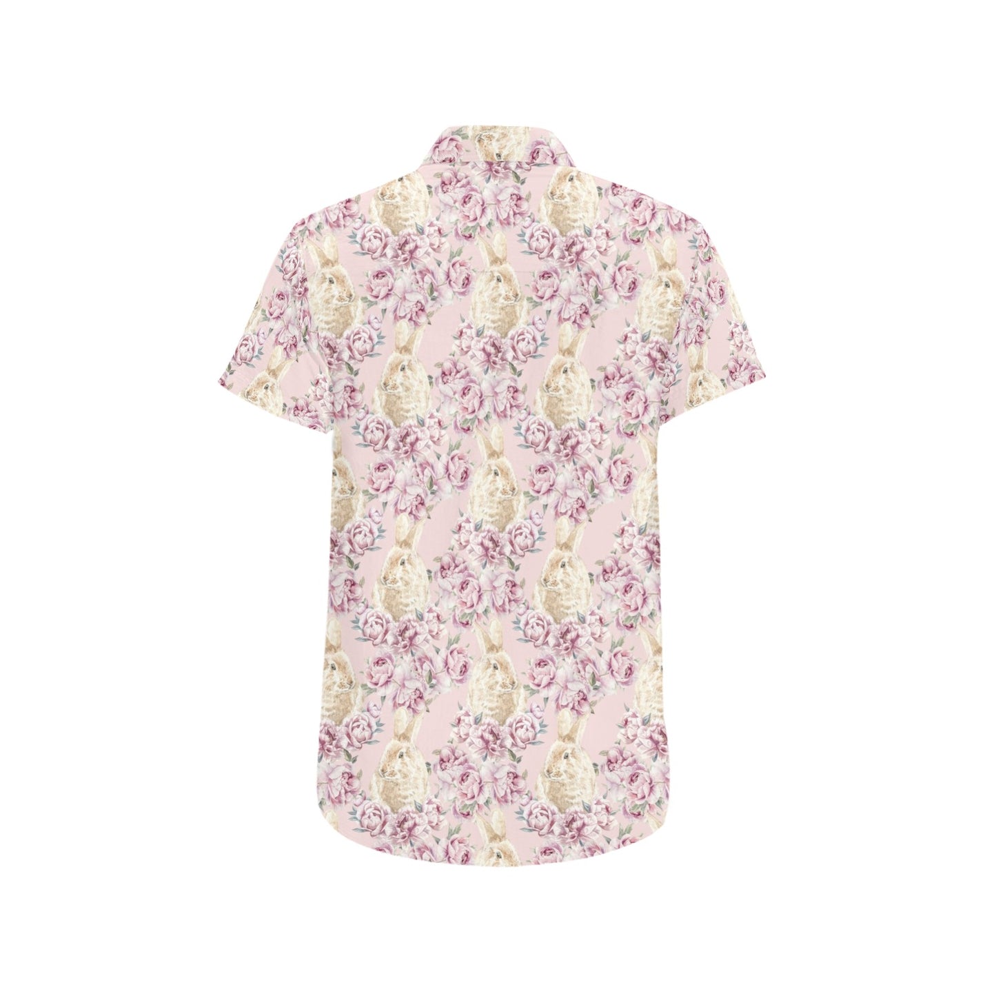 Rabbit Print Design LKS403 Men Short Sleeve Button Up Shirt