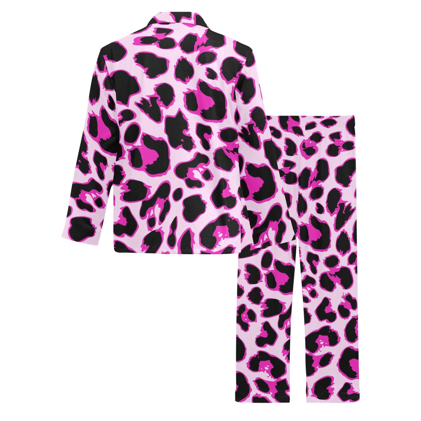 Pink Leopard Print Men's Long Pajama Set