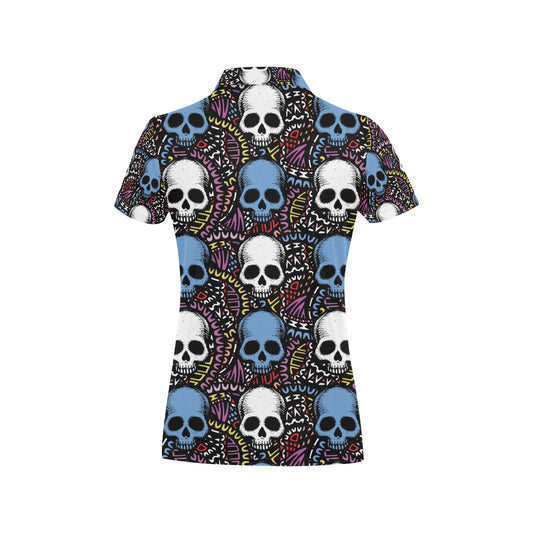 Skull Print Design LKS305 Women's Polo Shirt