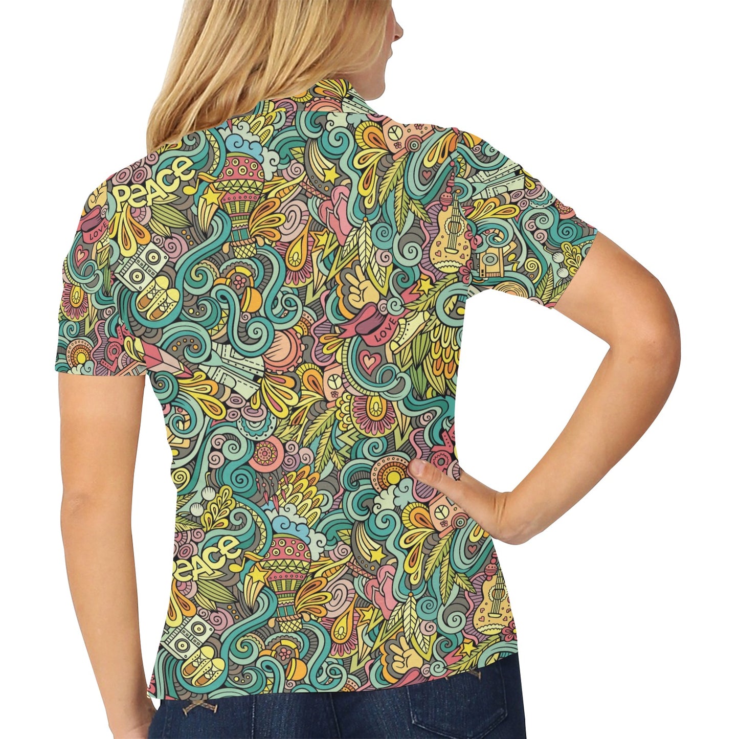 Hippie Print Design LKS302 Women's Polo Shirt