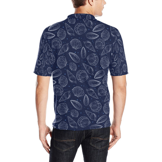 Products Seashell Print Design LKS3011 Men Polo Shirt