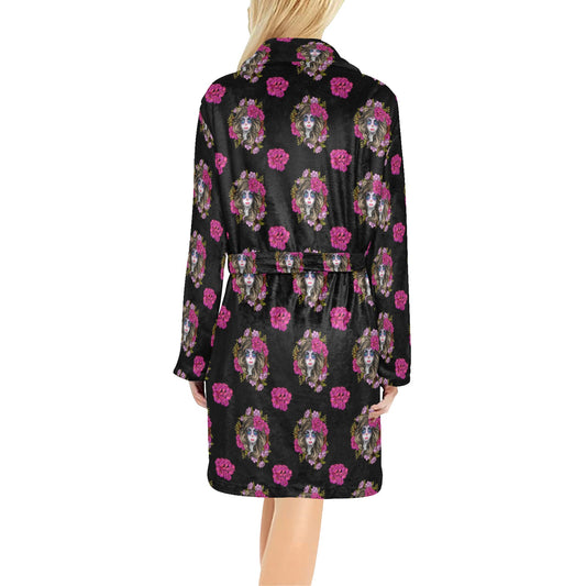 Day of the Dead Makeup Girl Women's Fleece Robe