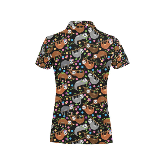 Sloth Print Design LKS306 Women's Polo Shirt