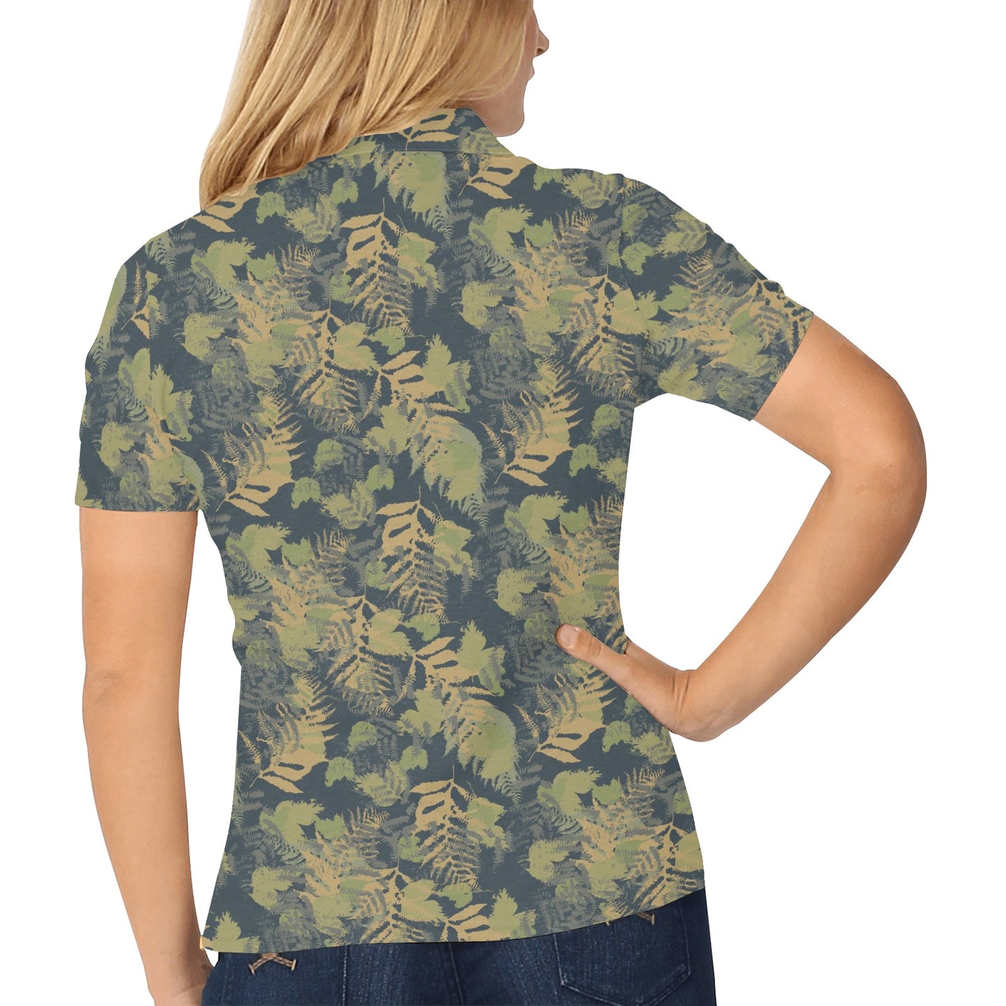 Camouflage Tropical Pattern Print Design 04 Women's Polo Shirt