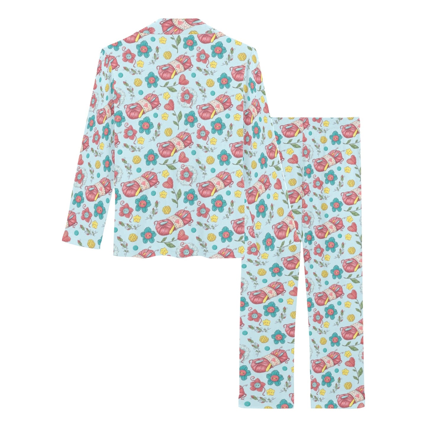 Crochet Pattern Print Design 01 Women's Long Pajama Set