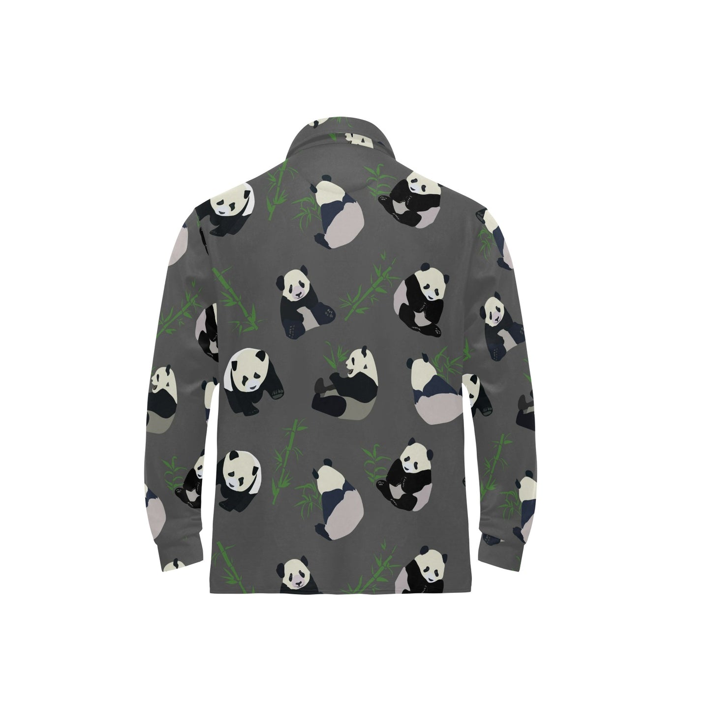 Panda Pattern Print Design A06 Long Sleeve Polo Shirt For Men's