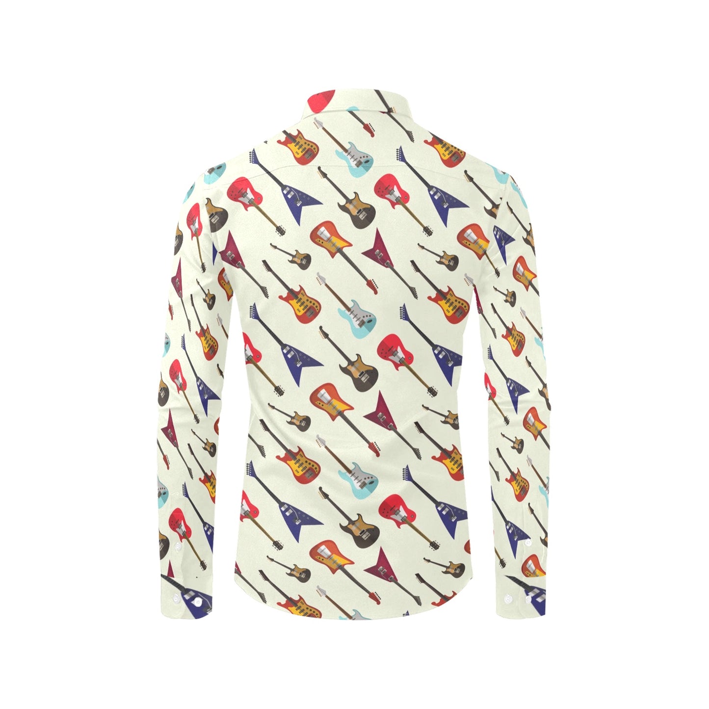 Electric Guitar Print Design LKS404 Men's Long Sleeve Dress Shirt