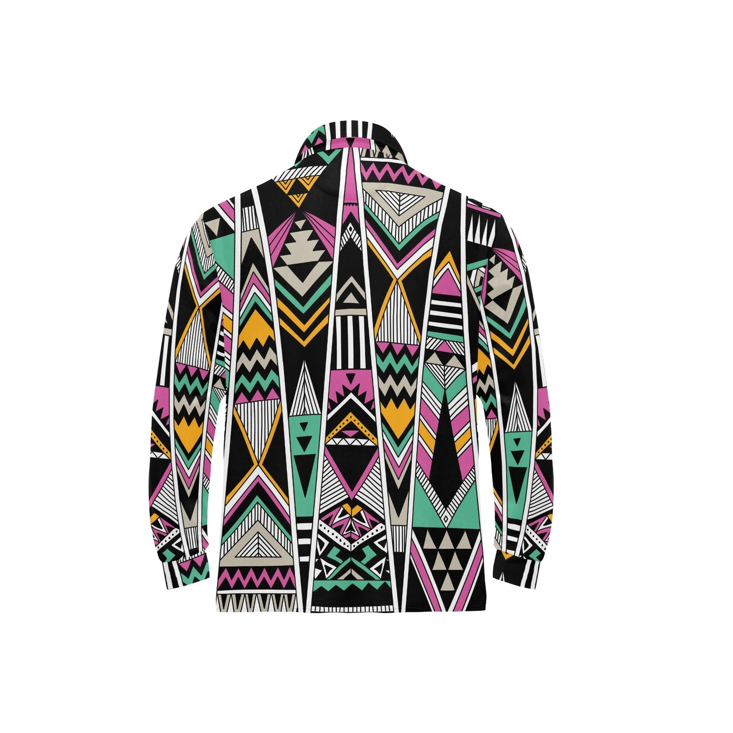 Tribal Aztec Triangle Long Sleeve Polo Shirt For Men's