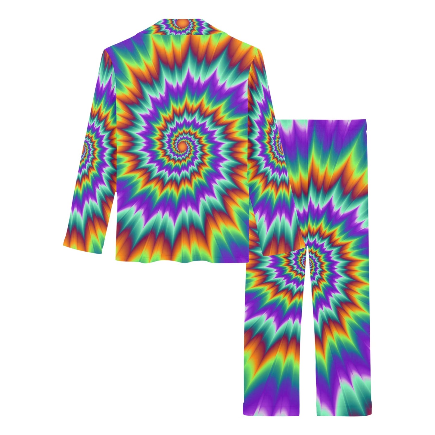 Optical illusion Pulsing fiery spirals Women's Long Pajama Set