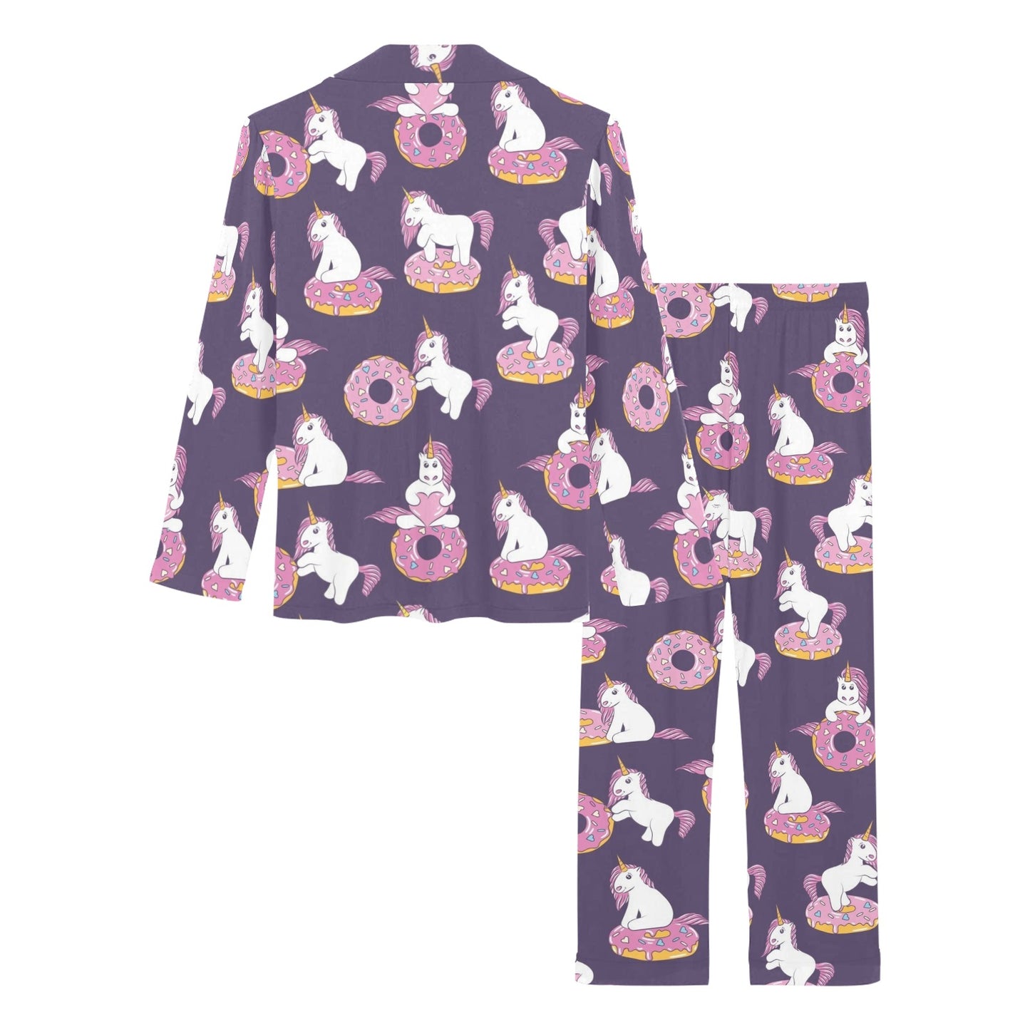 Donut Unicorn Pattern Print Design DN011 Women's Long Pajama Set