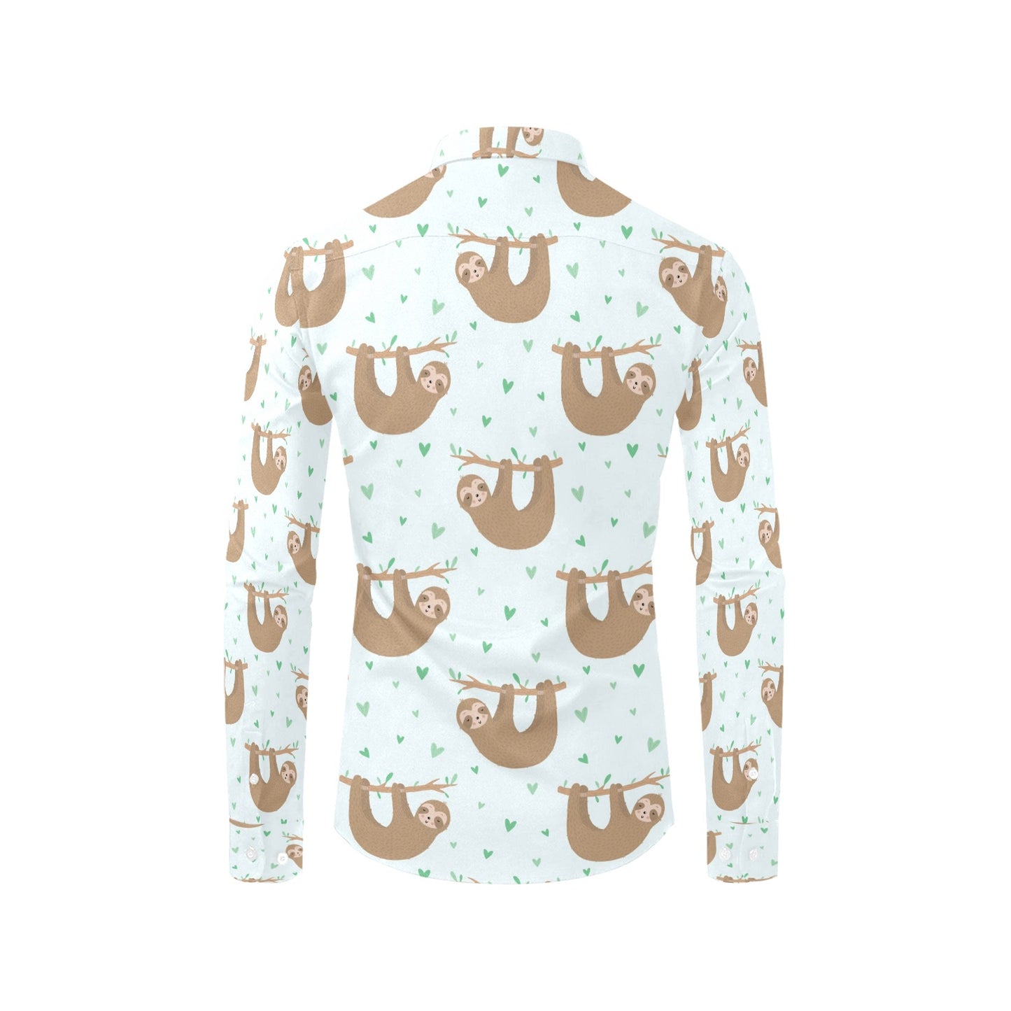 Sloth Print Design LKS308 Men's Long Sleeve Dress Shirt