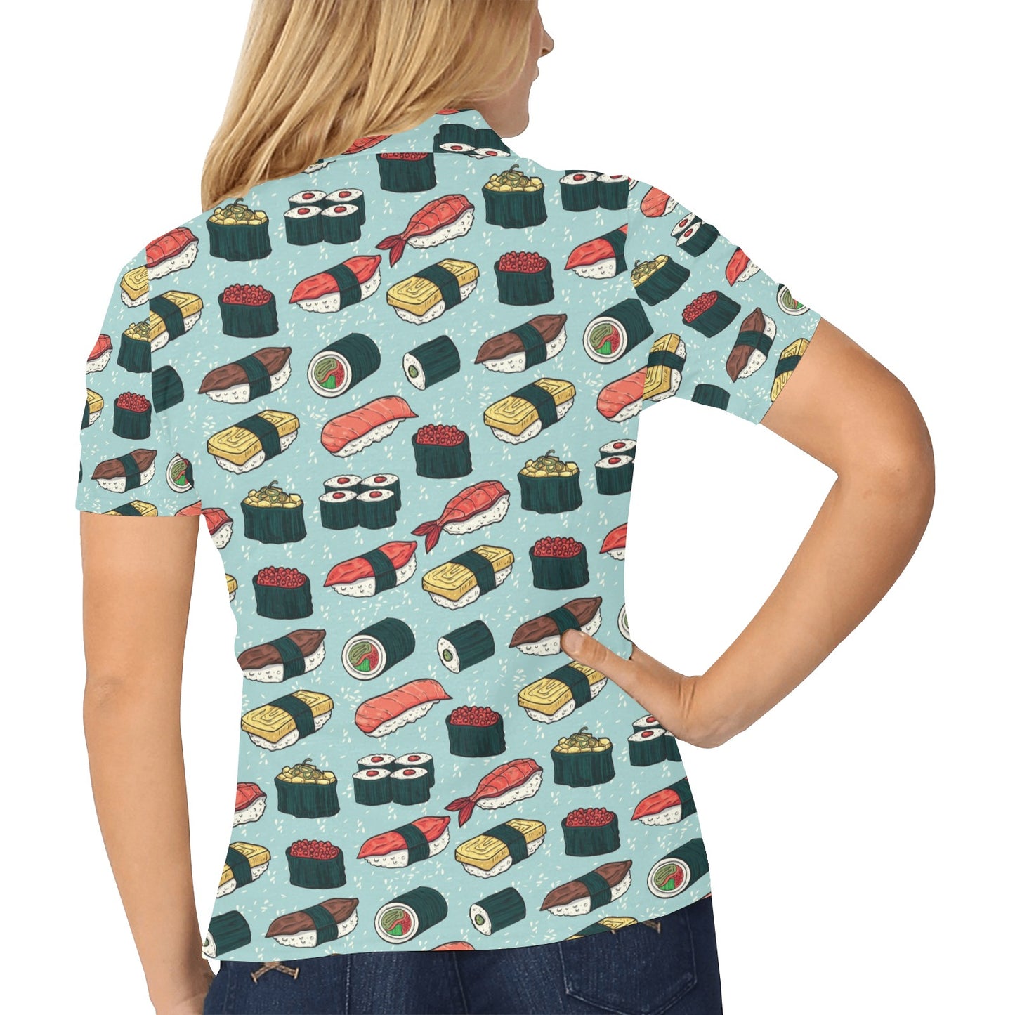 Sushi Pattern Design Women's Polo Shirt