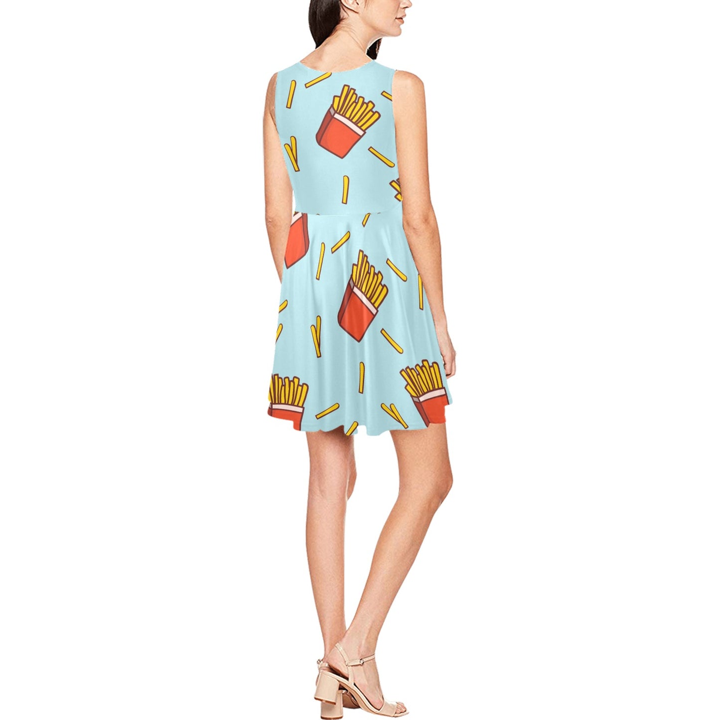 French Fried Pattern Print Design 02 Sleeveless Dress