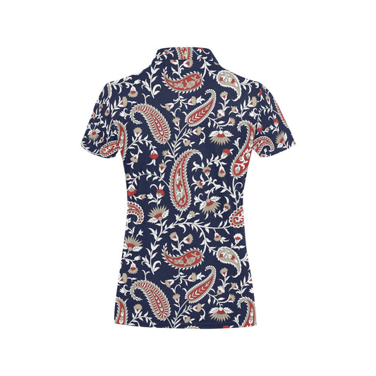 Paisley Pattern Print Design A05 Women's Polo Shirt