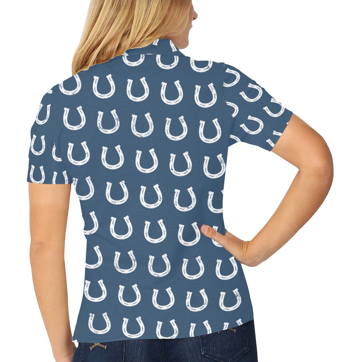 Horseshoe Print Design LKS301 Women's Polo Shirt