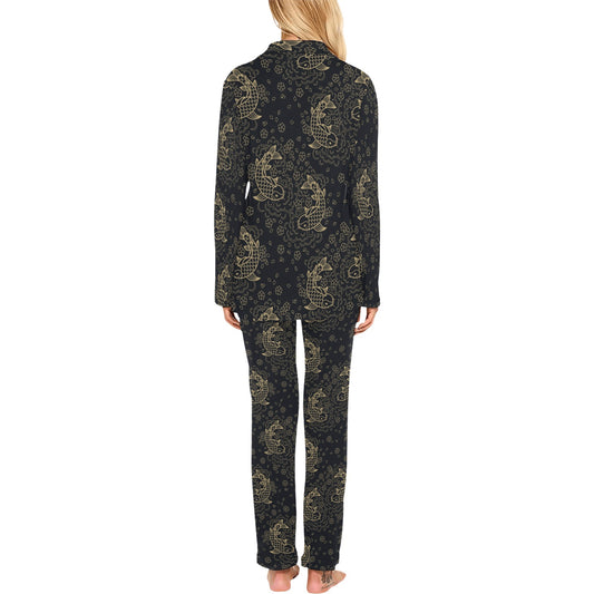 KOI Fish Pattern Print Design 02 Women's Long Pajama Set