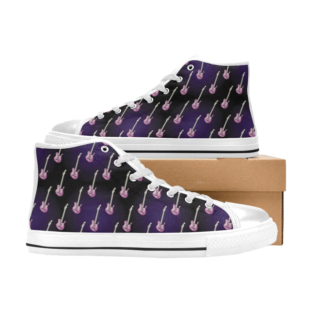 Electric Guitar Print Design LKS405 Men's High Top Canvas Shoes