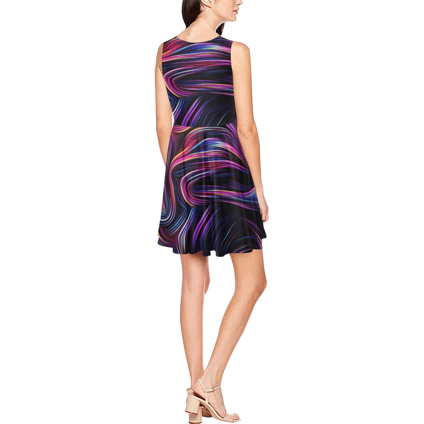 Liquid Pattern Print Design 01 Sleeveless Dress