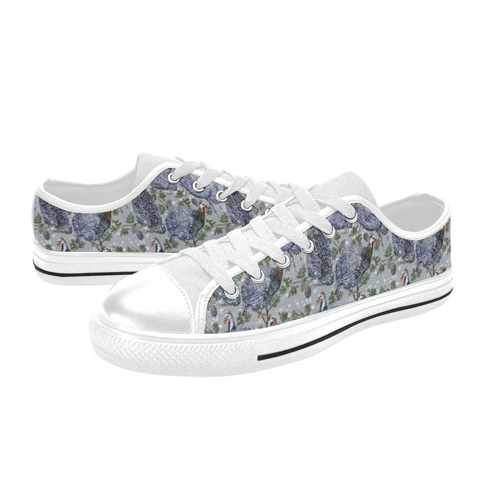 Guinea Fowl Print Design LKS402 Women's White Low Top Shoes