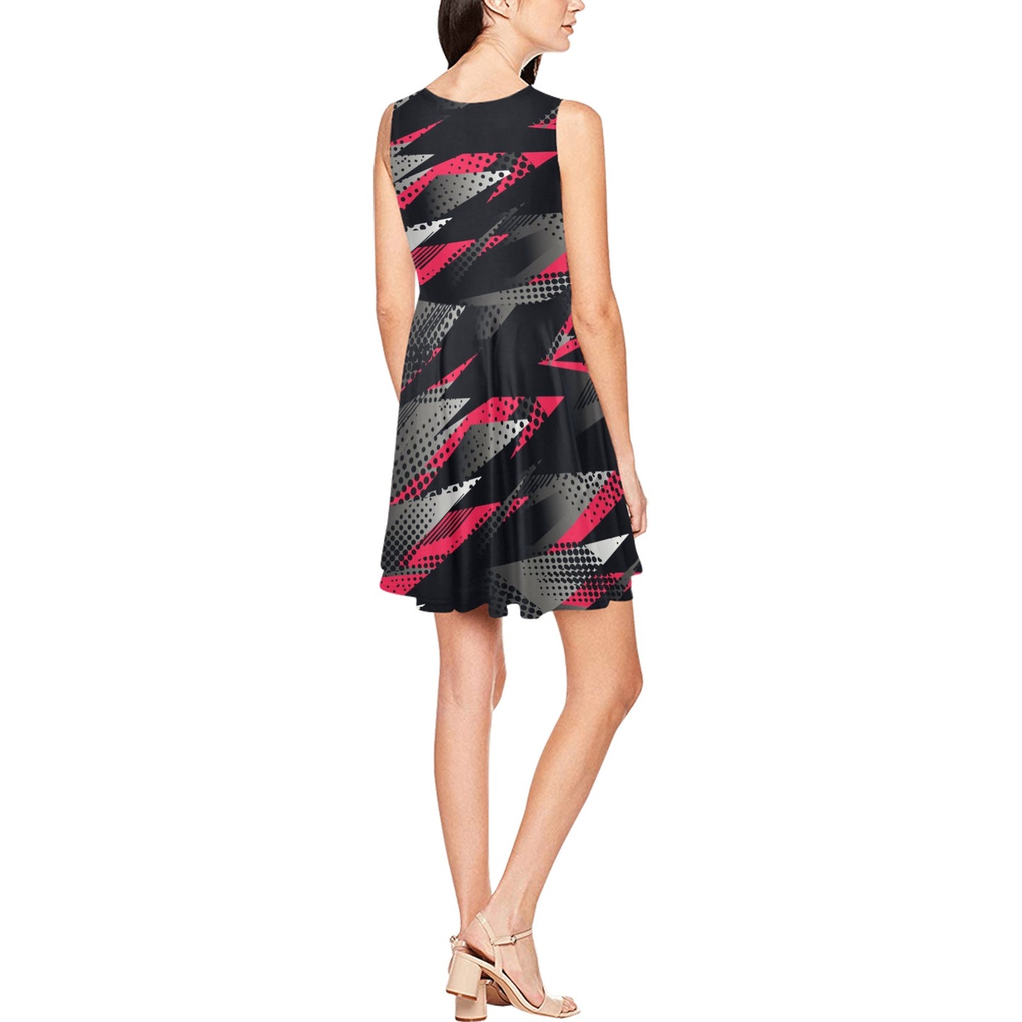 Racing Style Pattern Print Design A04 Sleeveless Dress
