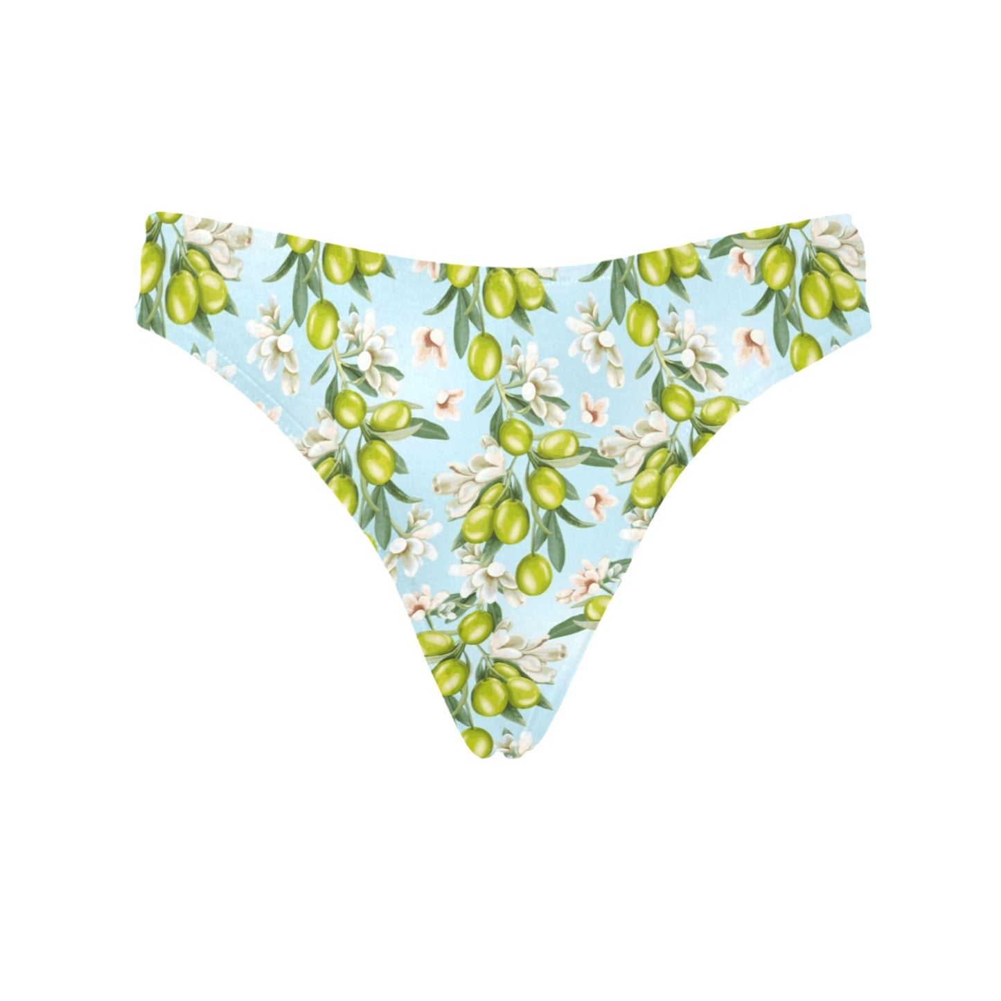 Elegant Olive Floral Print Women's Thongs