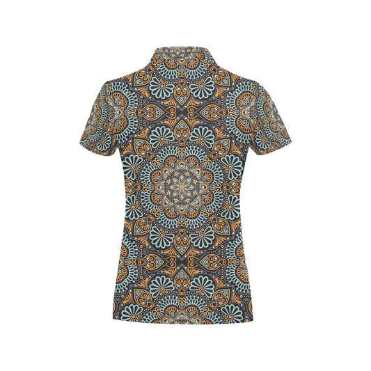 Mandala Pattern Print Design 05 Women's Polo Shirt