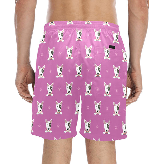 Bull Terrier Happy Print Pattern Men's Swim Trunks Beach Shorts