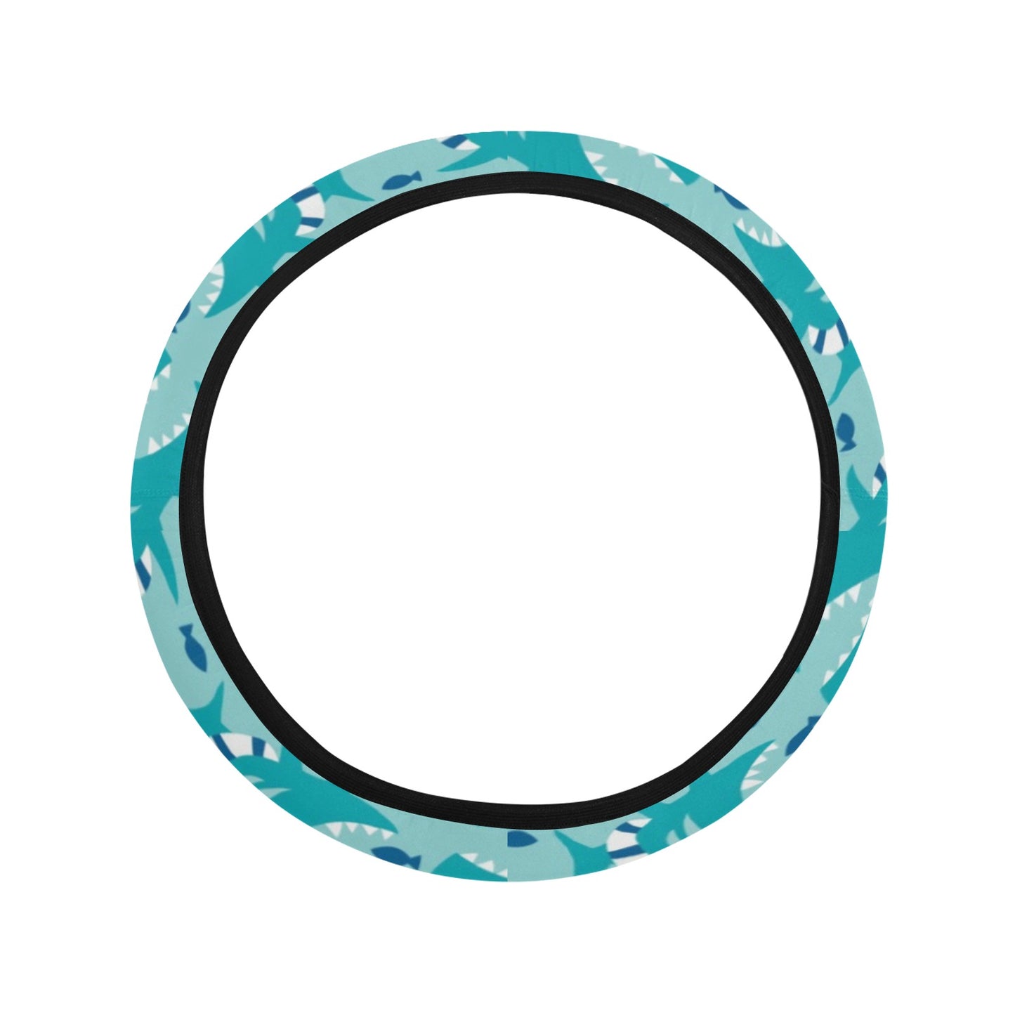 Shark Cute Print Design LKS302 Steering Wheel Cover with Elastic Edge