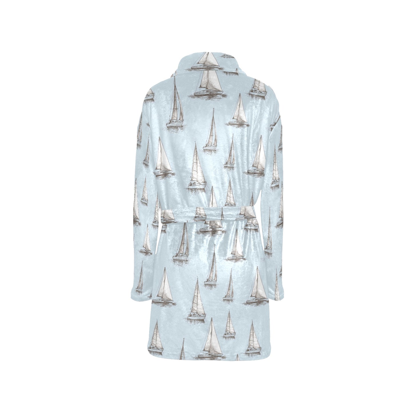 Sailing Ships Pattern Print Design A01 Women's Fleece Robe
