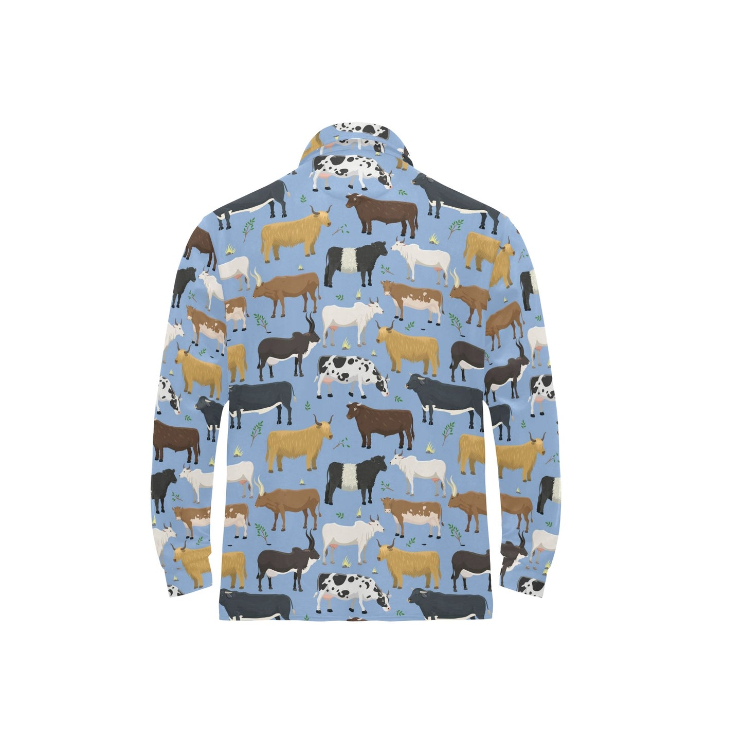 Cattle Pattern Print Design 02 Long Sleeve Polo Shirt For Men's