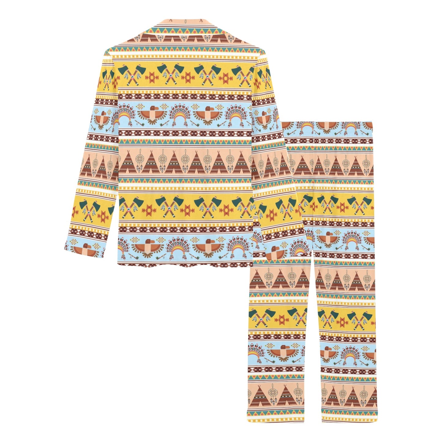 Native American Pattern Design Print Women's Long Pajama Set