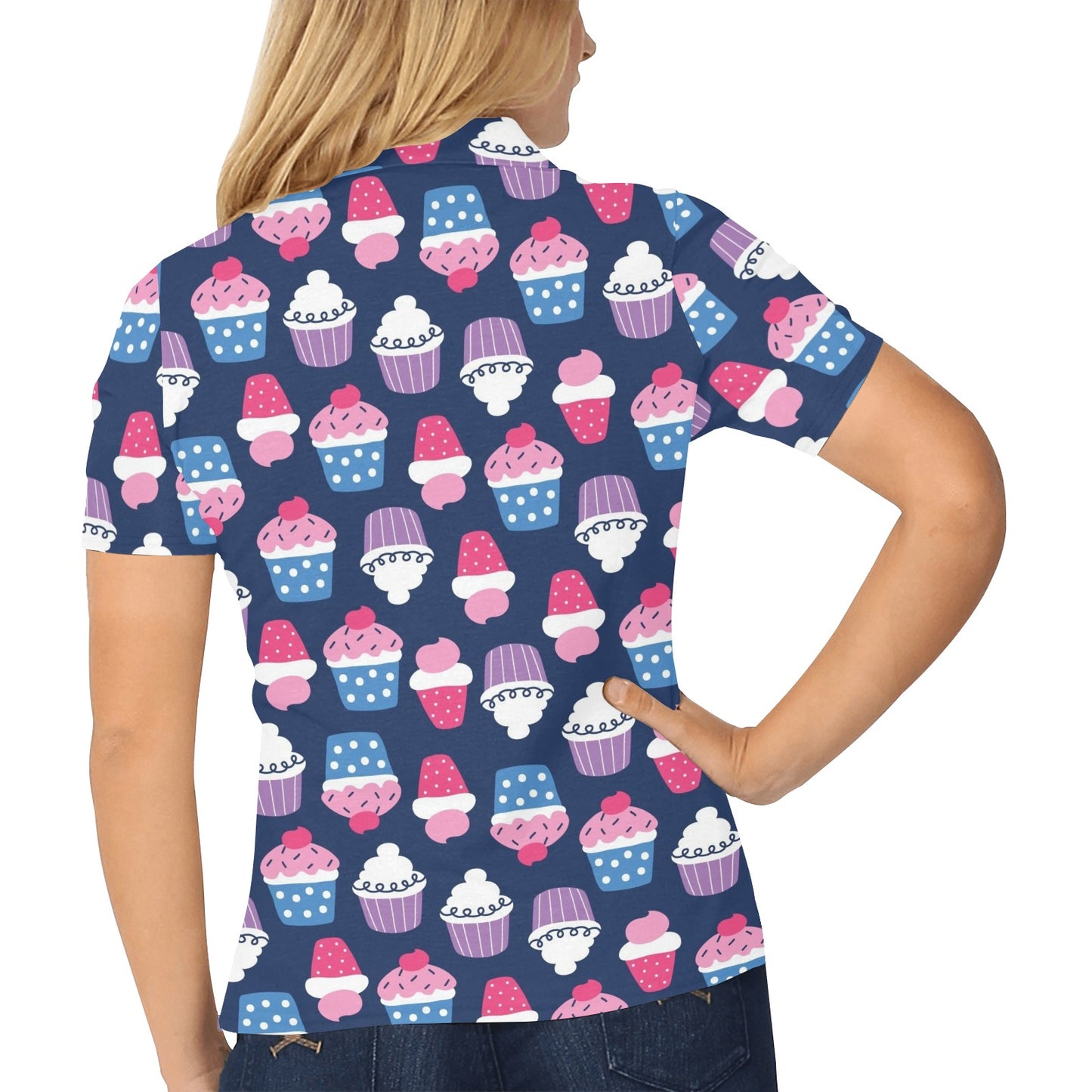 Cupcake Pattern Print Design CP04 Women's Polo Shirt