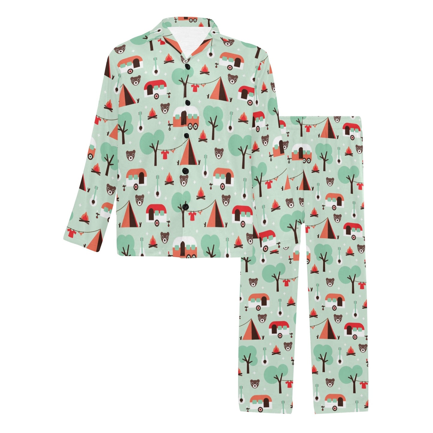 Camper Tent Pattern Print Design 01 Men's Long Pajama Set