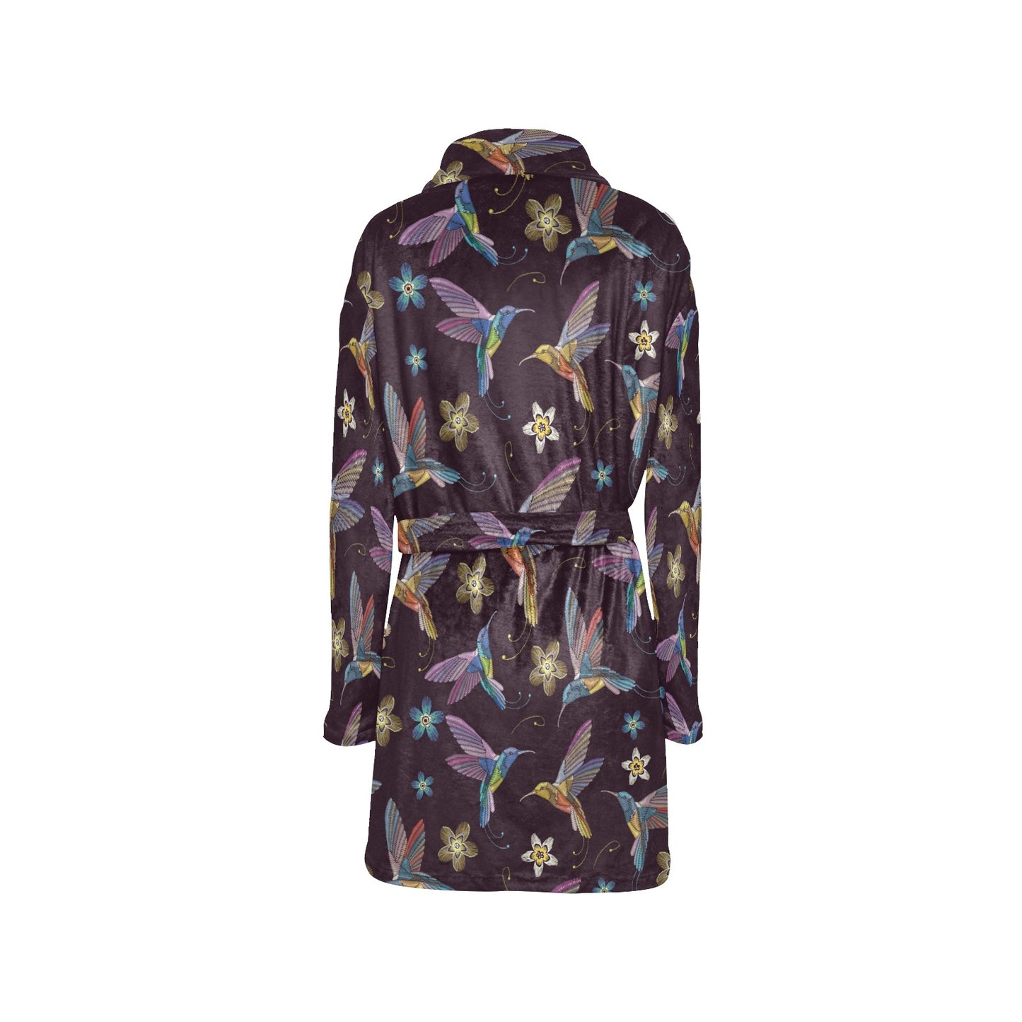 Hummingbird Pattern Print Design 04 Women's Fleece Robe