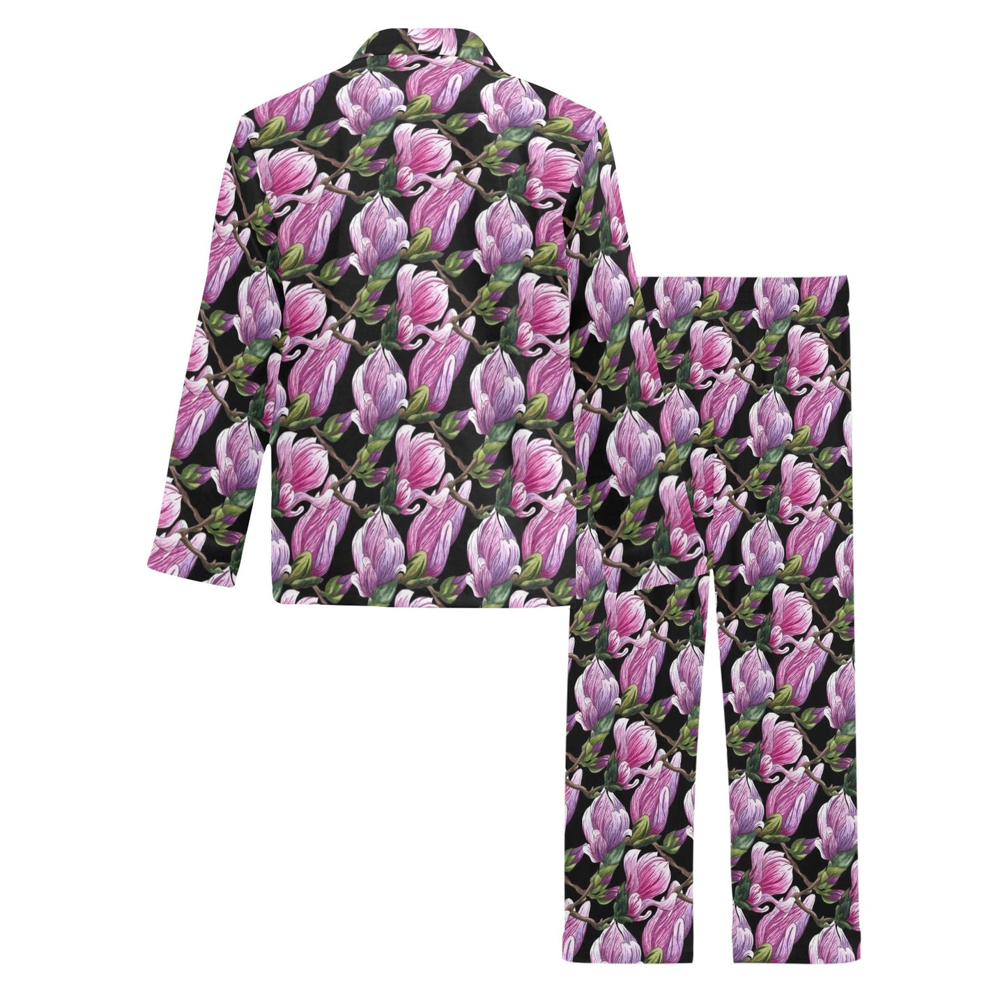 Magnolia Pattern Print Design MAG011 Men's Long Pajama Set