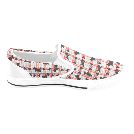 Scottish Terriers Print Design LKS3014 White Slip Ons Canvas Women's Shoes