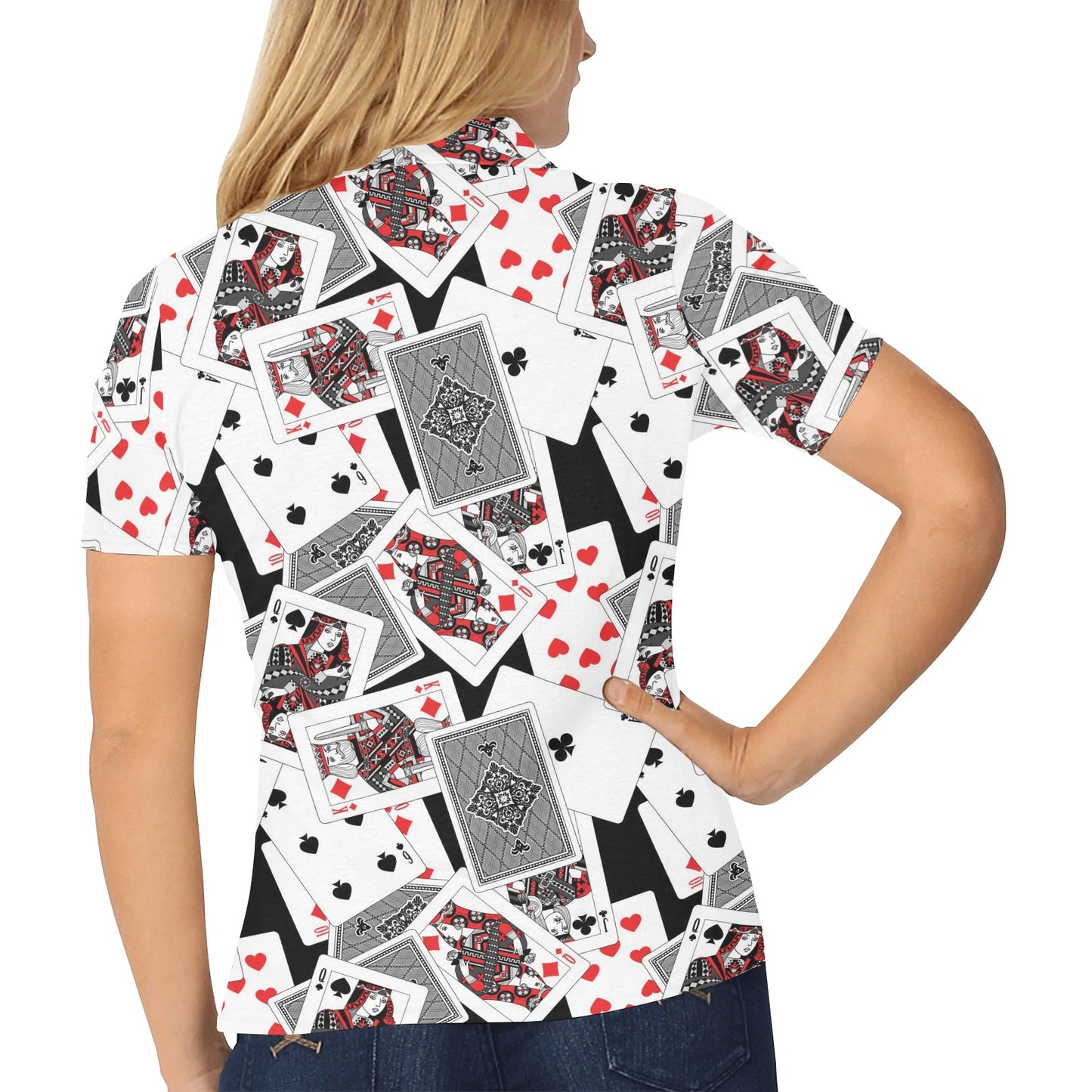 Poker Cards Pattern Print Design A04 Women's Polo Shirt