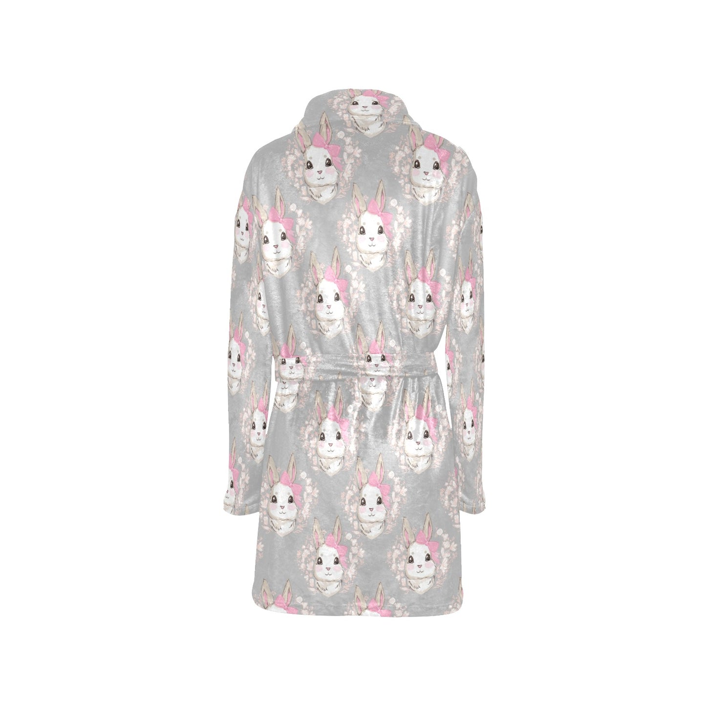 Rabbit Pattern Print Design RB07 Women's Fleece Robe