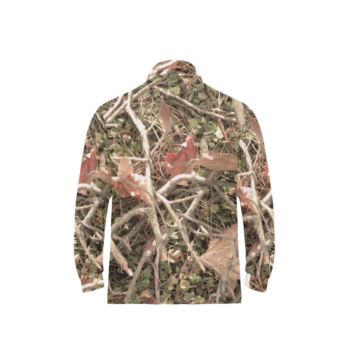 Camouflage Realistic Tree Authumn Print Long Sleeve Polo Shirt For Men's