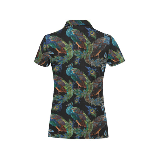 Peacock Pattern Print Design A04 Women's Polo Shirt