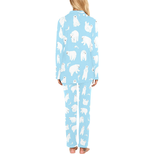 Polar Bear Pattern Print Design PB01 Women's Long Pajama Set