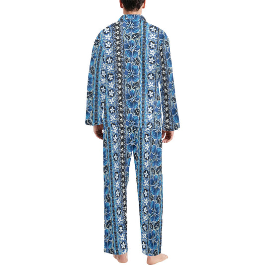 Hawaiian Themed Pattern Print Design H012 Men's Long Pajama Set